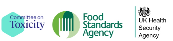 Three logo's of the Committee on Toxicity, the Food Standards Agency and the UK Health Security Agency. 