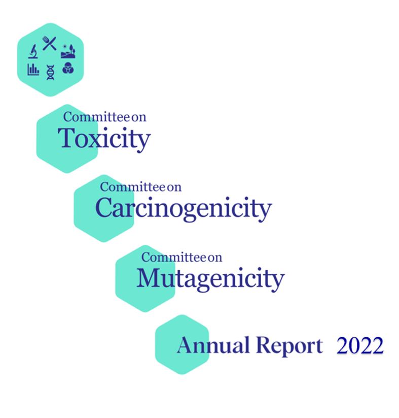 Logo of the committee on Toxicity, Committee on Carcinogenicity and the committee of Mutagenicity. 