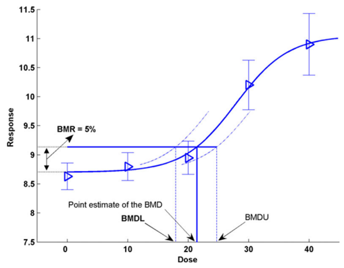 Illustration of the BMD approach using hypothetical continuous data.