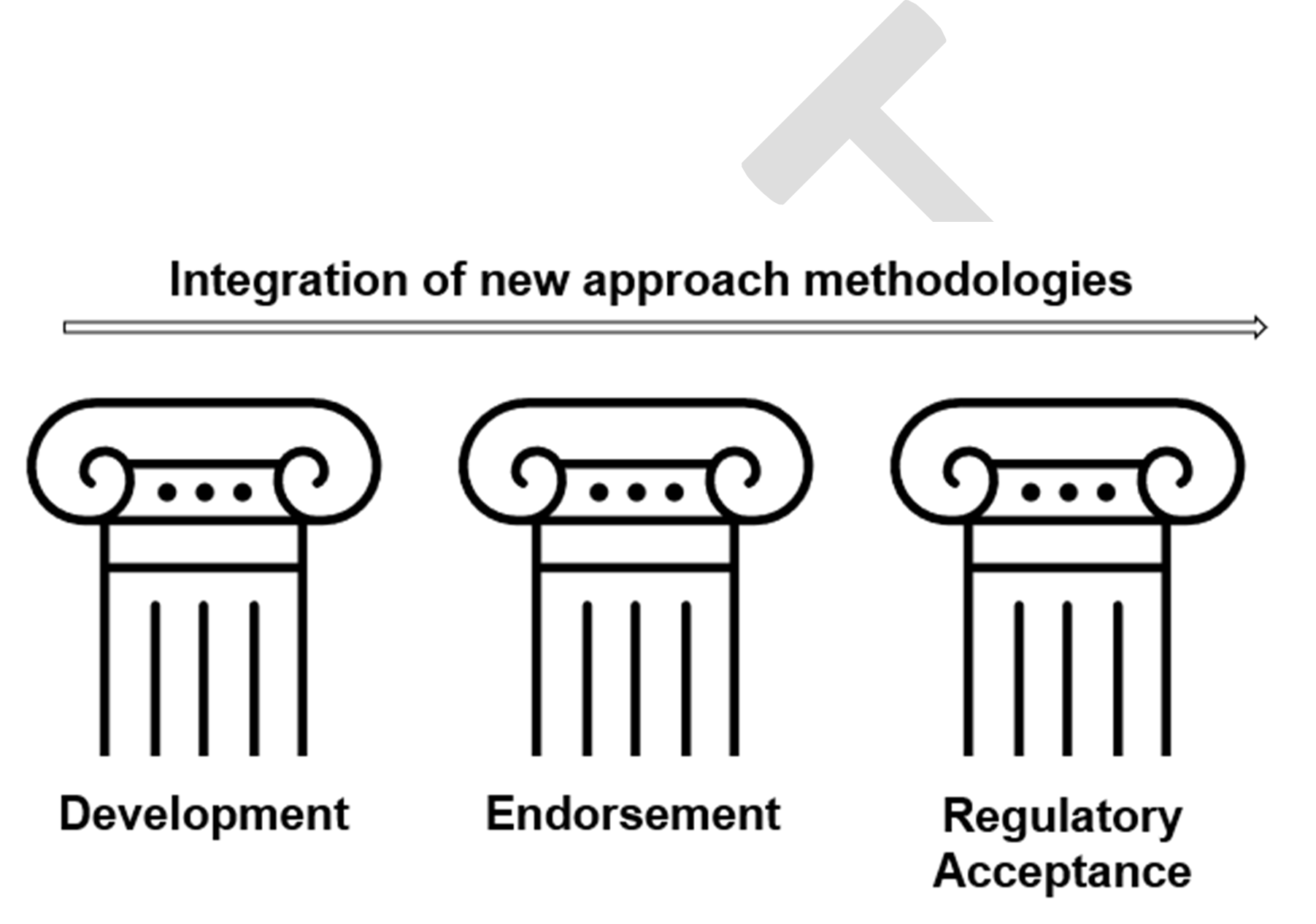 The pillars of the NAMs integration approach in the regulatory space will be: Development, Endorsement and Regulatory Acceptance. 