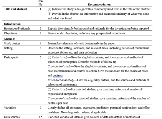 Example of Strobe, is a screenshot of a black and white text document. The document has multiple sections with headings, item numbering and notes. 